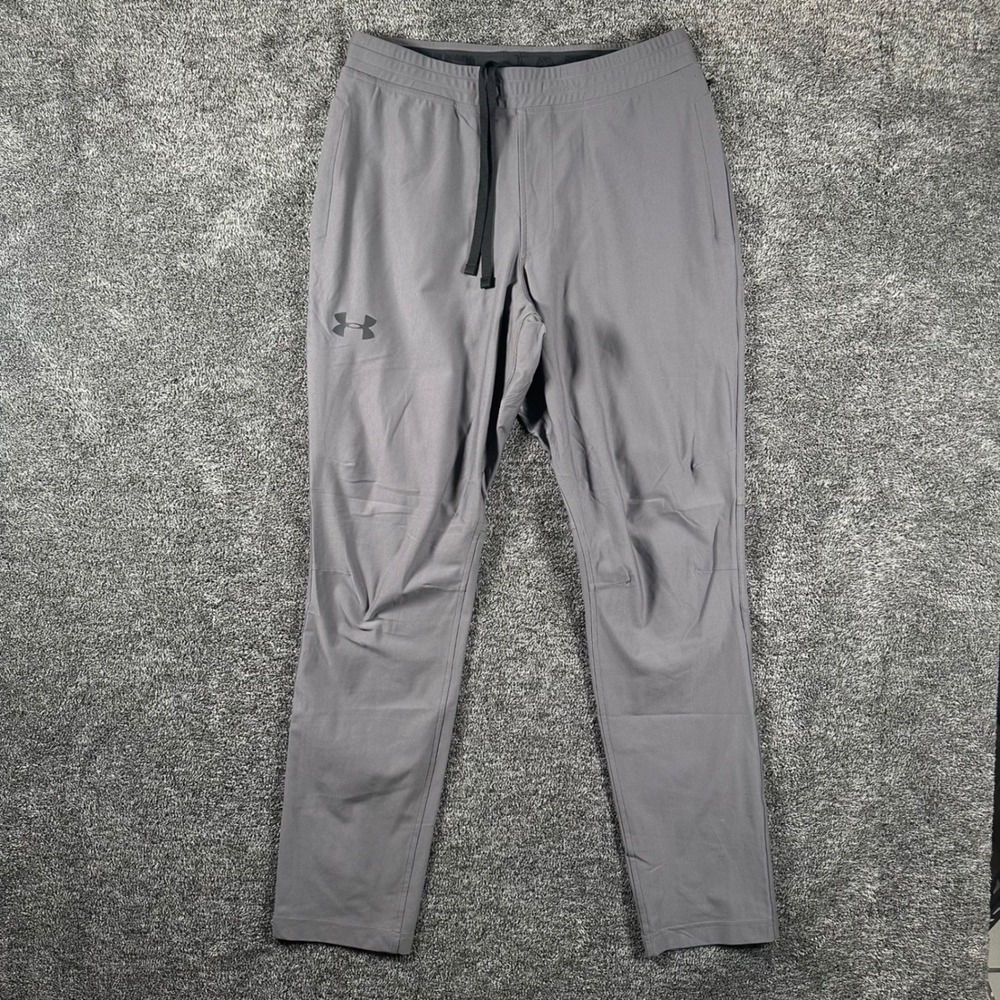 Under Armour Pants Mens Large Fitted Jogger Gray Stretch Training Activewear